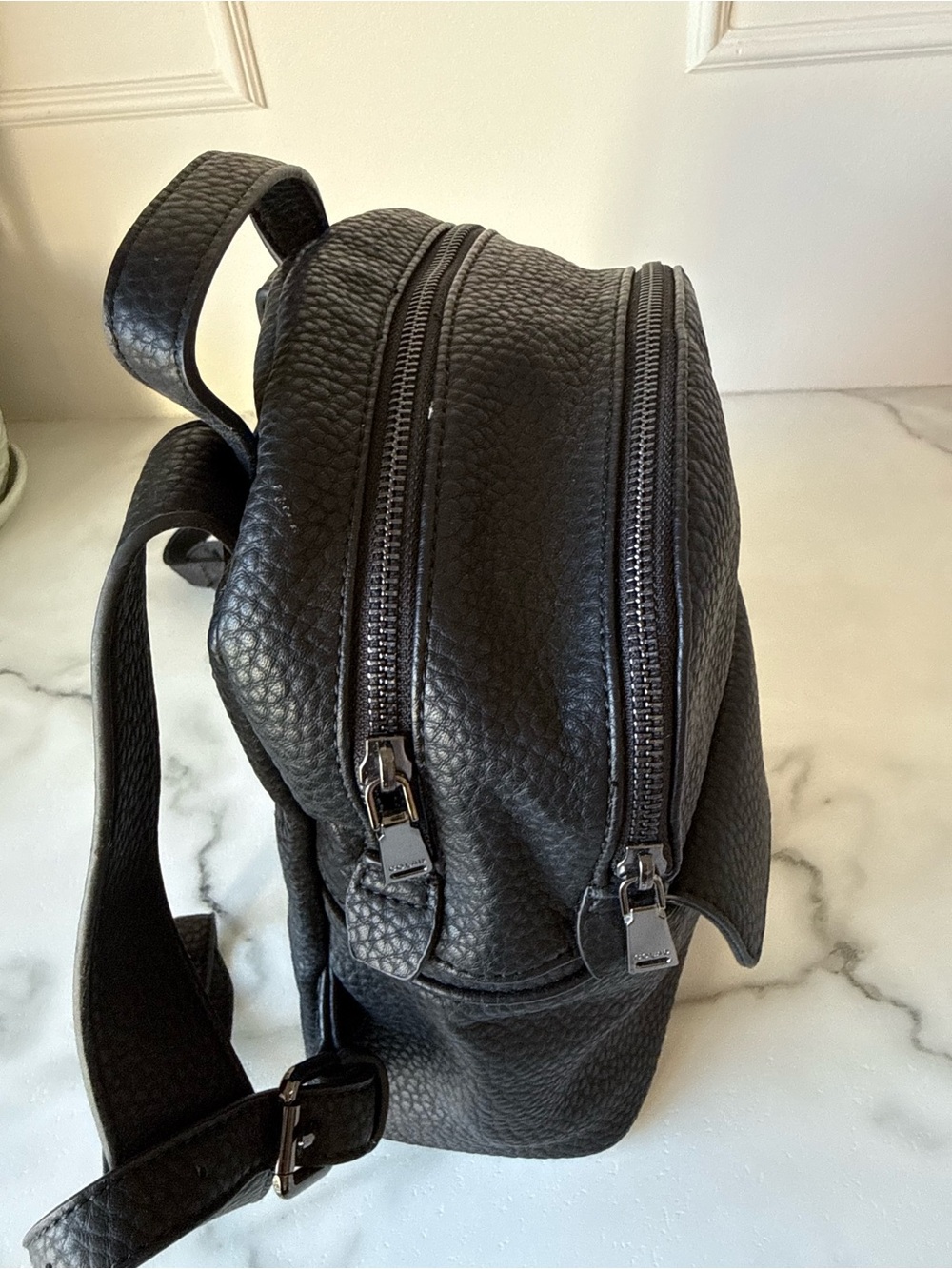 Colab Black Pebbled Leather Mini Backpack whimsigoth Grunge Closet staple goth - Picture 3 of 6